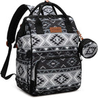 Wrangler Aztec Backpack Multifunction Baby Travel Bag with Changing Pad, Stroller Straps and Pacifier Case WG2204-91103BK