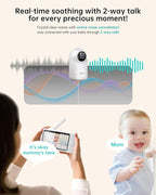 2K Video Baby Monitor with Camera and Audio, 3000ft Long Range Baby Monitor No WiFi 5.5" FHD Screen ANC Baby Camera Wireless, Feeding Clock, Night Vision, 2-Way Talk, AI Cry Detect, 6000mAh