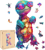 Wooden Puzzle for Adults, Ninja Turtle Wooden Jigsaw Puzzles (11.7 * 23.6in-500pcs), Unique Shape Animal Adult Puzzles,Irregular Wood Puzzles Best Gift for Adults and Kids Family Game