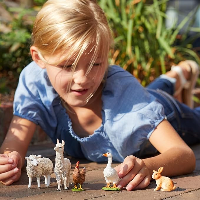 Schleich Farm World 5-Piece Farm Animal Toy Set Including Cute Llama, Rabbit, Sheep, Hen and Goose Figurines - Realistic Animal Toys for Toddlers & Kids Ages 3+