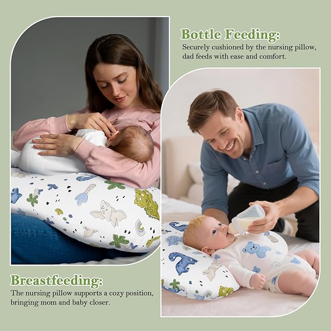 Nursing Pillow & Breastfeeding Pillow – Ergonomic C-Shape for Breastfeeding & Bottle Feeding, Standard Size Breathable with Washable Cover, Hypoallergenic,Tummy Time & Sitting Support (0-18Months)