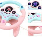 deAO Kids Steering Wheel for Backseat with Key Baby Toys Pretend Driving Simulated Steering Wheel Toy with Light and Music Gifts for Kids Toddlers (Pink)