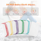 54 Packs Flannel Reusable Baby Wipes with Blue Wipes Dispenser, Reusable & Natural Skin-Friendly Cloth Baby Wipes, Body Face Hand Washcloth Essential for Cloth Diapers