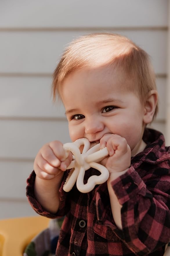 Haakaa Silicone Clover Teether Toy - Food Grade Silicone Teething Toys for Babies 3-6 Months 6-12 Months, Soft & Easy Hold Chew Toy for Infant, BPA Free (Oat)