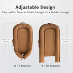 Infant Lounger, Baby Nest Cover for Baby Girls & Boys, Newborn Essentials for Baby 0-18+ Months, 100% Cotton Breathable (Brown, Cotton)