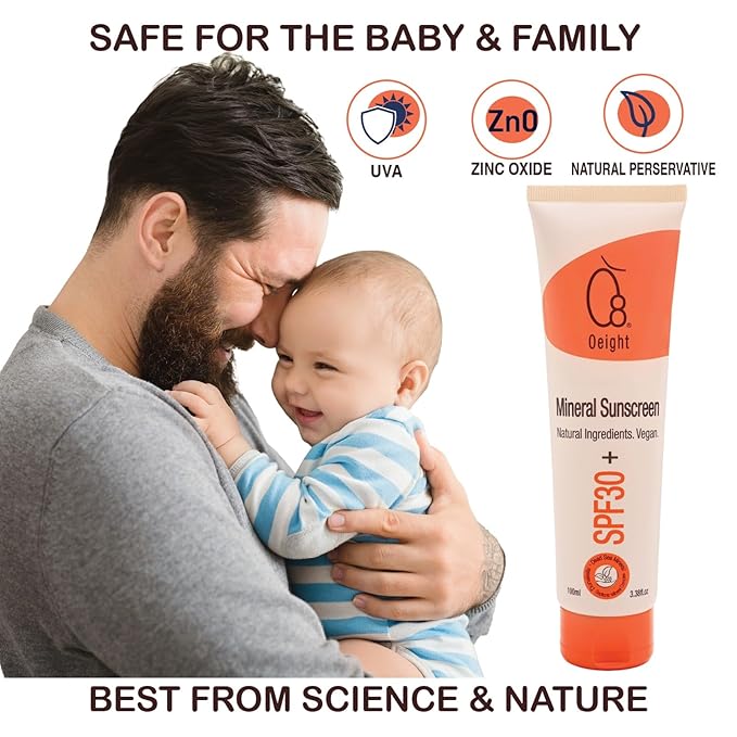 Oeight Mineral Sunscreen for Babies and Children, Baby Sunscreen Lotion Family Sun Protection with Mineral Shield Kids Dermatologist Recommended SPF for Natural UV Protection, Made in Israel