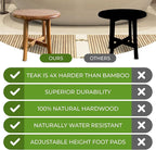 EcoDecors Shoji 17.5 Inch Round Table Waterproof Teak Wood Shower Bench Stool Seat Chair for Inside Shower Provides Safety, Storage, and Organization for Bathroom Accessories