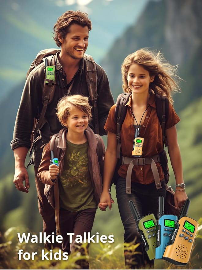 Walkie Talkies for Kids Rechargeable,Toys for Boys and Girls Ages 3-12, 3 Pack Long Range 2-Way Radios, Birthday Gifts,Christmas Stockings, Outdoor Play, Family Games, Hiking Camping Gear