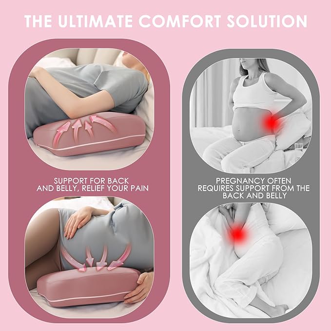 Chilling Home Portable Pregnancy Pillow for Sleeping-Memory Foam Maternity Pillow for Pregnant Women-Travel Wedge Body Pillows-Support for Back, Belly, with Removable Ruby Red,Cooling Cover