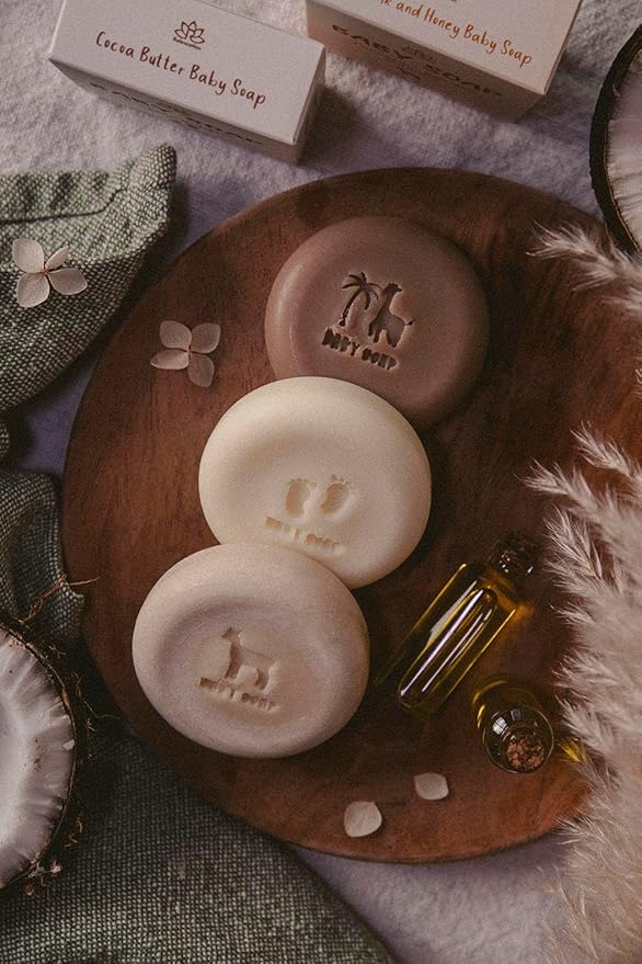 Relaxcation Organic Baby Soap Bars with Goat Milk and Honey - Naturally Cold Processed from Organic Ingredients - Handmade in USA Ideal fro Newborns, babys, Kids and Adults (Pack of 6)