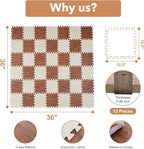 Skyweaver 12 Tiles Soft Non-Toxic Baby Play Mat for Floor EVA Foam Jigsaw Puzzle Play Mat, Interlocking Squares with 0.6inch for Babies, Toddlers & Kids Gym, Nursery, Playroom, White