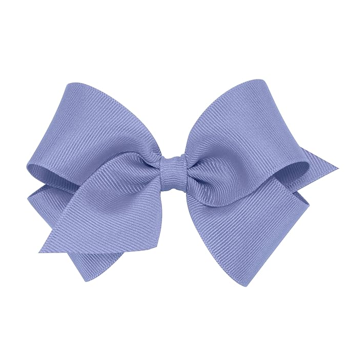 Wee Ones Girls' Plain Wrap Classic Grosgrain Hair Bows on a WeeStay No-Slip Hair Clip, Handmade, Small, Blue Bird