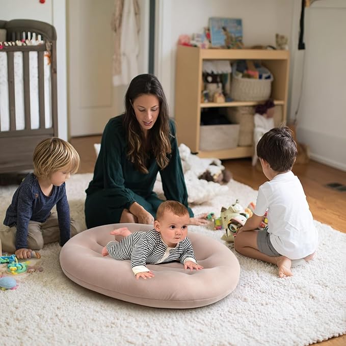 Baby Lounger for Newborn: Portable & Lightweight Pillow for Tummy Time Playtime & Diaper Changes - Skin-Friendly & Breathable for 0-12 Month Supervised Use