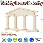 Taksa Toys Ancient Greek Facade Stem Toys Unique Educational Stackable Building Blocks, for Kids Ages 7 8 9 10+ Years Old, Indoor Architectural Kit Learning Games, Montessori Toys for Children, 55 Pcs