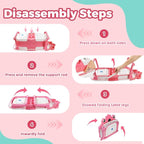 Baby Bathtub,Collapsible Baby Bath Tub with Soft Cushion & Thermometer, Space Saving Foldable & Travel Newborn Bathtub for Infant to Toddler 0-36 Months, Frog Pink