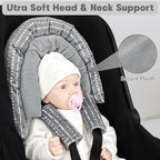 Infant Car Seat Insert, Baby Car Seat Head & Body Support with 2 Strap Pads, Ultra Soft Newborn Preemie Carseat Insert Cushion for Girls Boys, Fits Car Seat, Stroller, Swing, Bouncer, Grey