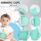 Bluet B- Silicone Feeding Set - Pacifier, Baby Spoons, Suction Bowl, Plate - Baby Utensils - First Foods Set - 11pcs - Green