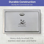 Panda Care Stainless Steel Recessed Mounted Baby Changing Station, Heavy Duty Foldable Diaper Changing Table with Liner Dispenser and Adjustable Safety Belt for Commercial and Business