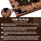 ropoda Shut The Box Game, Upgraded 12 Numbers Wooden Board Games for Adult and Kids, Shut The Box Dice Game -Addition Training, Fun for Family Game Night,Vintage Style