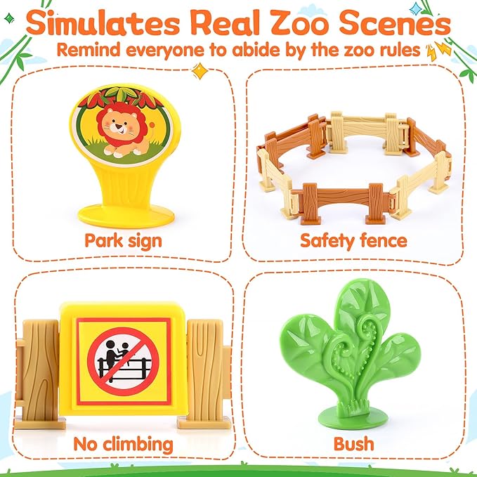 PLAY Safari Animals Figures Toys Playset, 20Pcs Realistic Jungle Forest Zoo Animals Figurines Tree House Playset with Lights & Sounds for Toddlers, Learning Toys Gifts for Girls Boy Ages 18M+