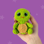 Cookie Box Crochet Kit for Beginners - Learn to Craft Amigurumi Stuffed Animals - Knitting Gift for Kids and Adults - Beginner-Friendly Yarn - Stitch-by-Stitch Video Tutorial - Turtle Hugo