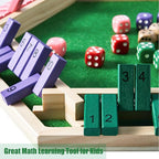 Vamslove Shut The Box Game for 6 Player with 12+4 Dice - Colorful 6 Sided Wooden Board Math Number Games for Kids Adults Families Party Club (Instructions Included)