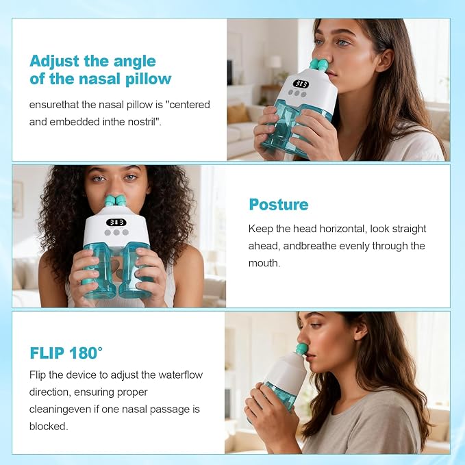 Nasal Irrigation System Electric Nasal Sinus Rinse Machine with Smart Display Screen, Dual Water Tanks, 9 Suction & Water Flow Modes, Nasal Irrigator for Allergies/Nasal Congestion/Runny Nose