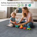 Baby Play Mat for Floor,Extra Large 79"×118" Tummy Time Mat,Thicker Memory Foam Mat for Toddler,Infant,Kids,Water Repellent Ultra Soft Coral Velvet,Non-Slip Backing Safe for Crawling(Dark Grey)