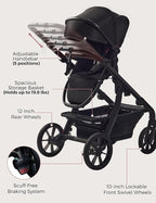 Momcozy ChangeGo Baby Stroller, Convertible Single-to-Double-to-Wagon Stroller with 23 Configurations, Seat Included, Large PU Wheels, All-Wheel Suspension ＆ Extendable UPF50+ Canopy
