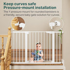 Cumbor 29.7-48" Baby Gate for Stairs, Mom's Choice Awards Winner-Dog Gates for Doorways, Auto Close Safety Pet Gate for Dogs Indoor, Easy Install Pressure Mounted Child Gate with Walk Thru Door, White