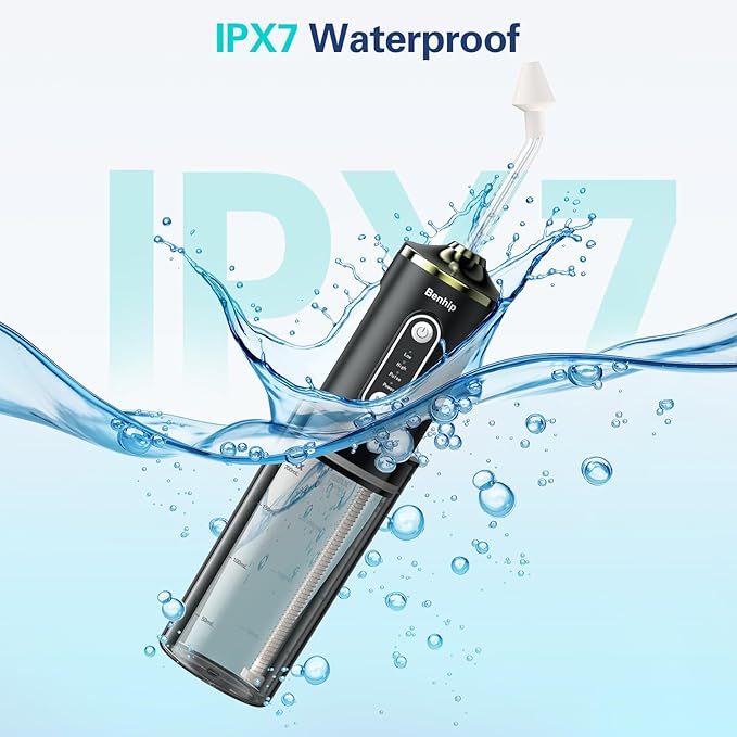 Electric Nasal Irrigation System Nasal Rinse and Wash, Cordless Foldable Neti Pot Sinus Rinse Decongestant Relief System IPX7 Waterproof with 60 Saline Packets, Snoring Remedy (Black)