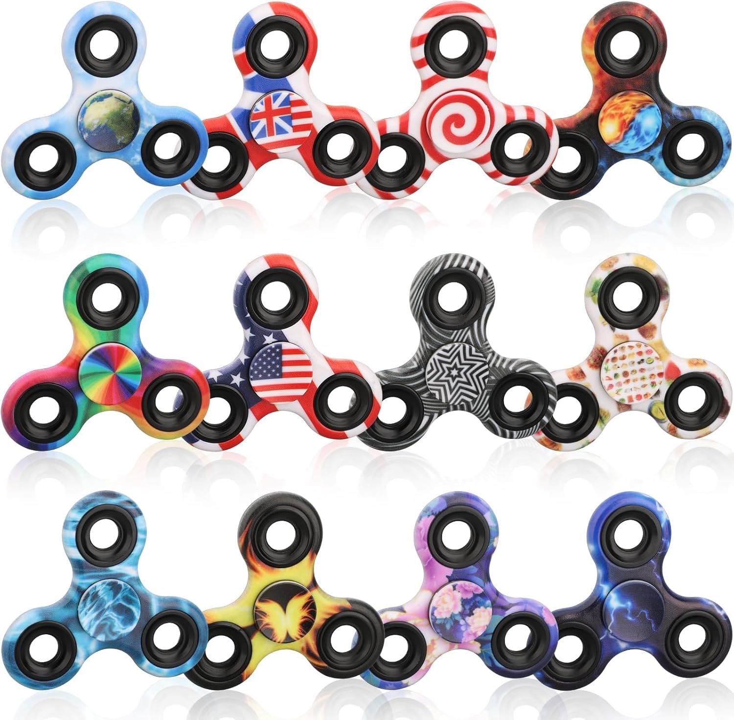 12PCS Fidget Spinner Toy Pack for Kids Adults, Metal Tri-Spinner Fidget Toy Set, Sturdy Hand Spinner for Stress Relief, Easter Halloween Party Supplies Goodie Bag Stuffers Classroom Prizes