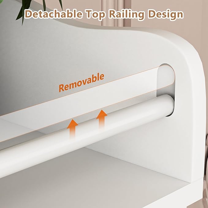 Baby Changing Table Top, Multi-Functional Nursery Changing Table, 4 Drawers with 2 Open Shelves, Bedroom, White