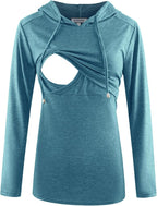 GINKANA Women's Nursing Hoodie Sweatshirt Long Sleeves Breastfeeding Maternity Tops Casual Clothes