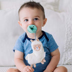 Itzy Ritzy Pacifier & Lovey Set - Includes Silicone Pacifier with Stuffed Animal Lovey - Detachable Plush Llama Binky Holder & Coordinating Mint Silicone Binky, Ideal for Ages 0 Months & Up