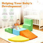 6 Pieces Climbing Toys for Toddlers, Climb & Crawl Soft Foam Block Activity Play Set, Foam Play Gym Climbing Blocks, Toddler Climbing Toy Indoor, Soft Foam Toys for Kids Crawling and Sliding