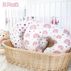 Nursing Pillow Cover 2 Pack Soft & Adorable Slipcovers for Breastfeeding Pillows, Comfortable Stretchy Feeding Pillow Covers for Baby Girls Boys Newborn, Removable Pillow Case (Rainbow)
