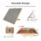 Elegant Wood Grain 2-in-1 Rotating & Tilting Puzzle Board 1500 Pieces, 36"x26" Wooden Board with Drawers, Lazy Susan Base, Cover, Storage Trays & Handle, Gift for Adults & Seniors