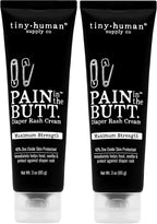 Pain in The Butt MAX Diaper Rash Cream, 3oz, 40% Zinc Oxide, 2-Pack, Natural Ingredients, Petrolatum Free, Soothing, Rapid Relief and Protection for Baby