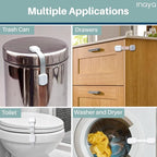 5-Pack Child Proof Cabinet Latches for Drawers, Cupboards, Fridge Toilet Seat, Dishwashers, Trash Can, Up to 37lb Pull Force - Adjustable Length, 3M Adhesive, No Drilling Child Safety Locks, White