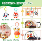 Jollybaby Crib Stroller Car Seat Toys for Baby 0-3-6-9-12 Months, Tummy Time Hanging Sensory Toys for Newborn with Music Box and Teether, Spiral Carseat Toy for Infant Boys Girls Gifts (Grey)