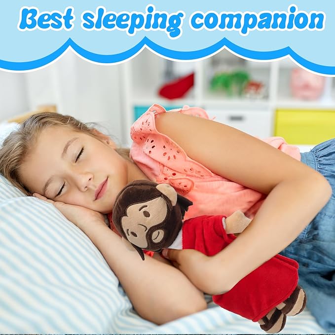 Brown Jesus Plush Doll Guardian Baptism Stuffed Plushie Savior Toy Gifts for Church Sunday School Religious Easter Gift (RED)