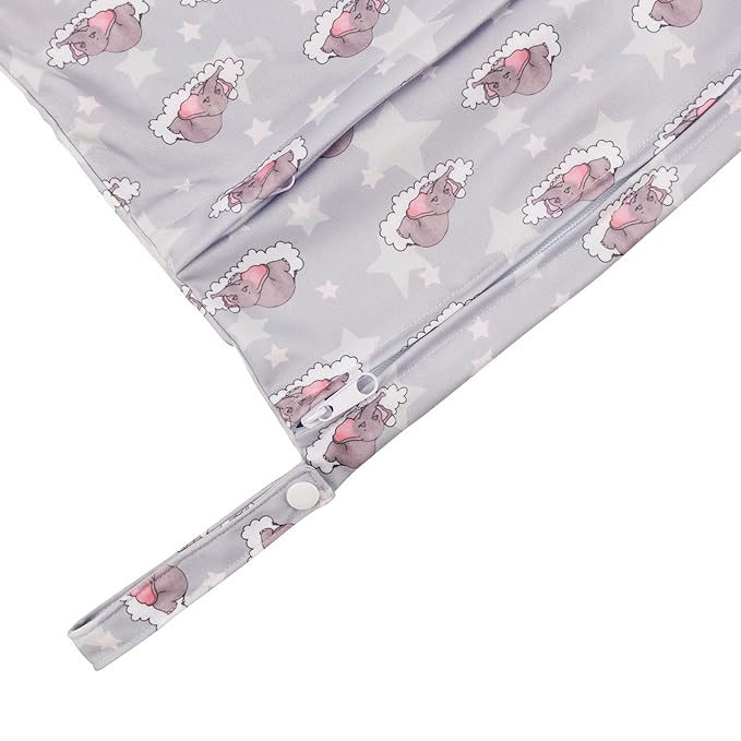 ALVABABY 2pcs Cloth Diaper Wet Dry Bags Waterproof Reusable with Two Zippered Pockets Travel Beach Pool Daycare Soiled Baby Items Yoga Gym Bag for Swimsuits or Wet Clothes LZD2324