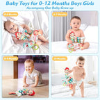 Carseat Toys Hanging Car Seat Toys for Babies 0-6 Months Boy Girl, Mermaid Stroller Toy Newborn Infant Sensory Baby Toy 0-6 Months with Music Rattle Teether, Gift for 0 3 6 9 12 Months
