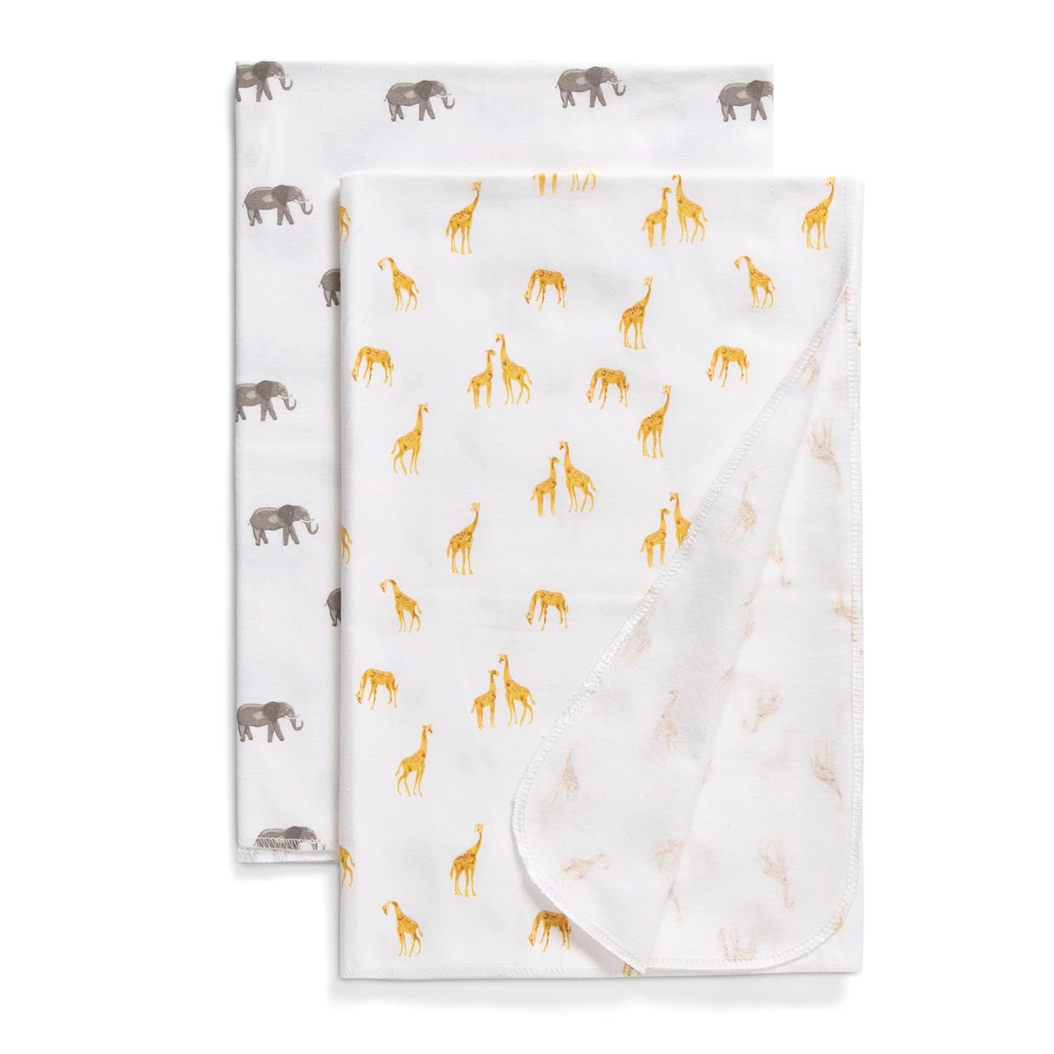 Delta Children 100% Cotton Flannel Baby Receiving Blankets for Girls and Boys – 30x30 Inches (Pack of 2), Safari Friends