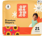 Hello Bello Diapers, Size 4 (22-37 lbs) Flower Child, 21 Count of Premium Disposable Baby Diapers, Hypoallergenic with Soft, Cloth-Like Feel