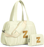 Trendy Gifts-Duffle Bag for Travel Women, Travel Bags，Initial Overnight Bag with Wet Pocket，Lightweight Weekender Bags Personalized Gym Tote with Makeup Pouch