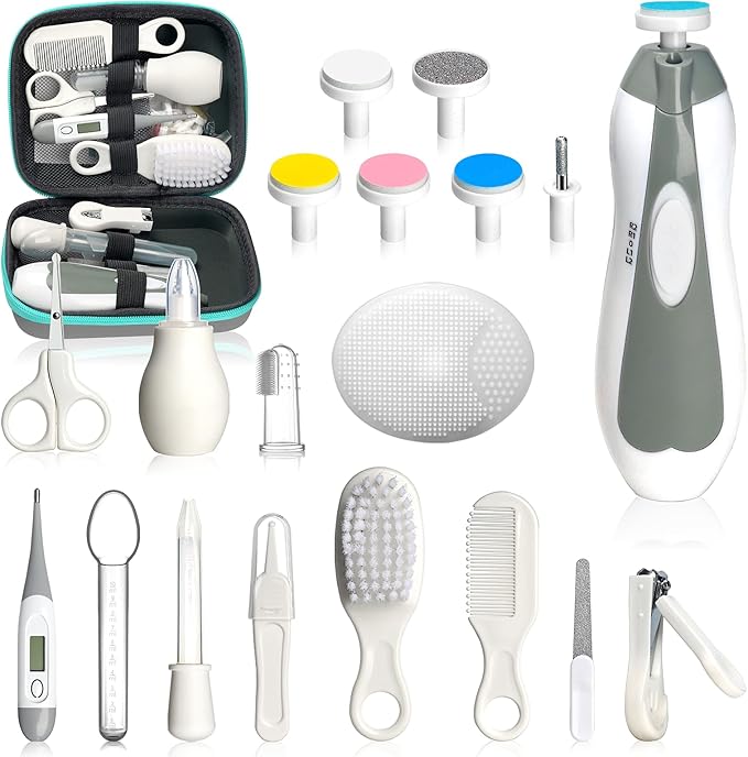 Baby Healthcare and Grooming Kit, Portable Baby Safety Care Set, Baby Essentials kit for Newborn (Grey White 20 in 1)