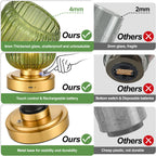 Small Table Lamp for Bedroom, Dimmable Cordless Lamp, Rechargeable Battery Operated Lamp with Green Glass Shade Touch Lamps for Night Stands, Living Room, Desk, Bulb Included