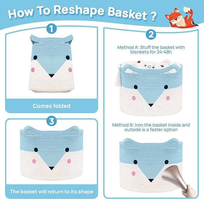 Large Baby Basket Toy Storage 3 Pack, (20"x13.8") Woven Baby Laundry Basket Blanket Basket, Stuffed Animal Storage, Baby Gift Basket Empty, Toy Basket for Kids, Dog, Cat.